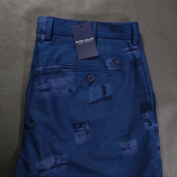 Peter Millar Crown Crafted Men's Surge Performance Novelty Print Blue Shorts 35